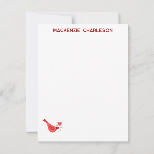Rode gepersonaliseerde aquarel van vogels en wilde notitiekaartje (Achterkant)