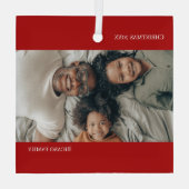 Rode gepersonaliseerde foto Kerstmis Glas Ornament (Achterkant)