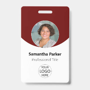 Rode gepersonaliseerde foto, logo, barcode-werknem badge