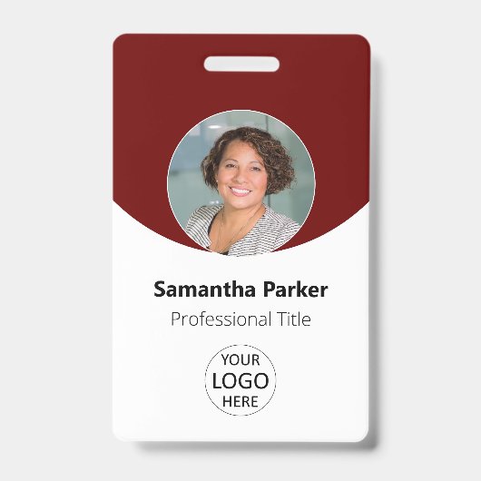 Rode gepersonaliseerde foto, logo, barcode-werknem badge (Voorzijde)