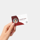 Rode gepersonaliseerde foto, logo, barcode werknem badge (Handheld)
