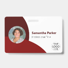 Rode gepersonaliseerde foto, logo, barcode werknem badge