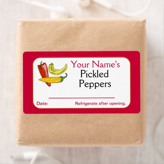 Rode gepersonaliseerde inbliketiketten ingemaakte  etiket (Insitu)