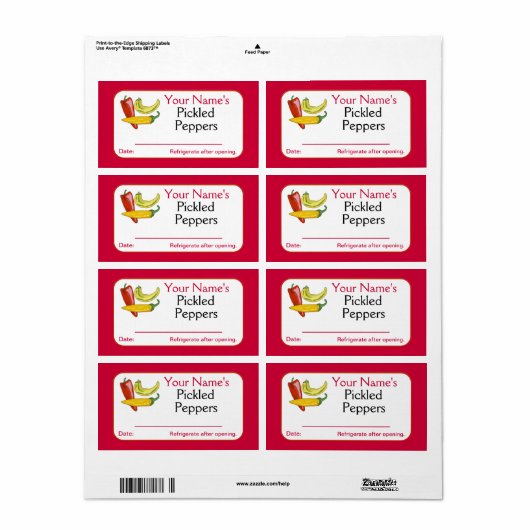 Rode gepersonaliseerde inbliketiketten ingemaakte  etiket (Full Sheet)