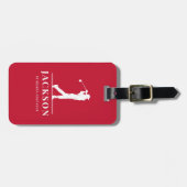 Rode Gepersonaliseerde Monogram Golfer Bagagelabel (Voorkant horizontaal)
