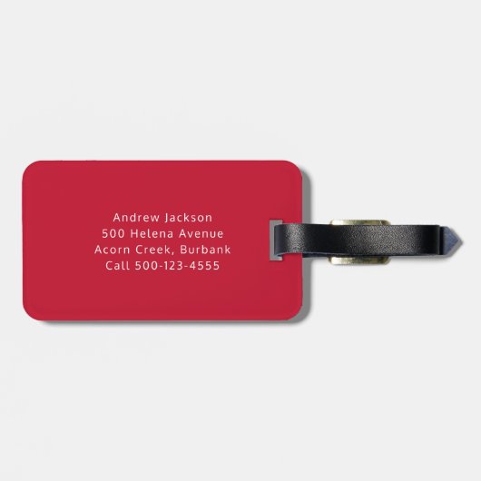 Rode Gepersonaliseerde Monogram Golfer Bagagelabel (Achterkant horizontaal)