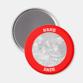 Rode gepersonaliseerde ronde fotokader magneet (Voorkant / Achterkant)