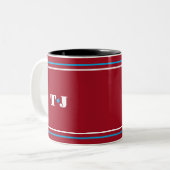 Rode gepersonaliseerde  tweekleurige koffiemok (Voorkant links)