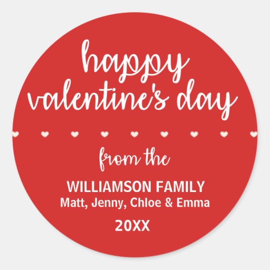 Rode gepersonaliseerde Valentijn Sticker met harte (Voorkant)