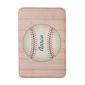 Rode gepersonaliseerde vintage honkbal badmat (Voorkant Verticaal)
