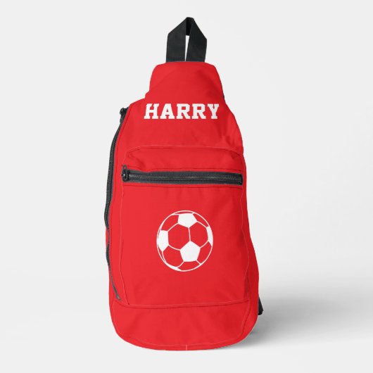 Rode gepersonaliseerde voetbal schoen sling bag (Voorkant)