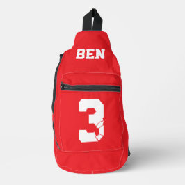 Rode gepersonaliseerde voetbal schoen sling bag