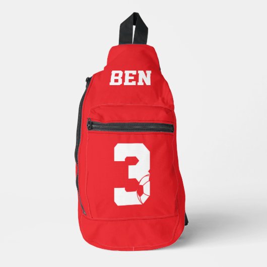 Rode gepersonaliseerde voetbal schoen sling bag (Voorkant)