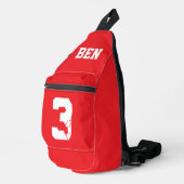 Rode gepersonaliseerde voetbal schoen sling bag (Rechterhoek)