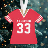 Rode gepersonaliseerde voetbalshirt ornament