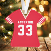 Rode gepersonaliseerde voetbalshirt ornament