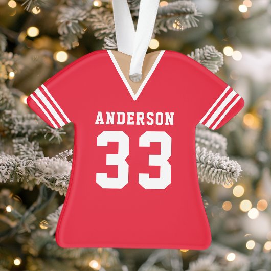 Rode gepersonaliseerde voetbalshirt ornament