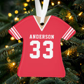 Rode gepersonaliseerde voetbalshirt ornament