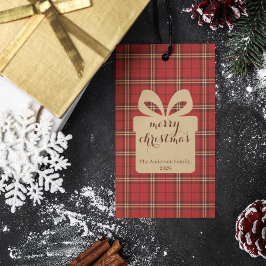 Rode geplakt kerstfeest patroon - cadeaulabel