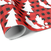 Rode geplakte kerstboom Holly verlaat Yule Cadeaupapier (Rol Hoek)