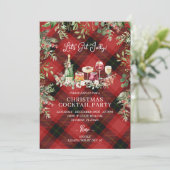 Rode geplakte kerstcocktails laten vrolijk worden kaart (Staand voorkant)