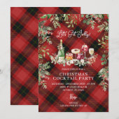 Rode geplakte kerstcocktails laten vrolijk worden kaart (Voorkant / Achterkant)