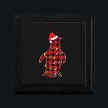 Rode geplakte kerstverlichting pyjama pinguïn dier cadeaudoosje<br><div class="desc">Red Plaid Kerstverlichting Pyjama Penguin Dieren Liefhebber</div>