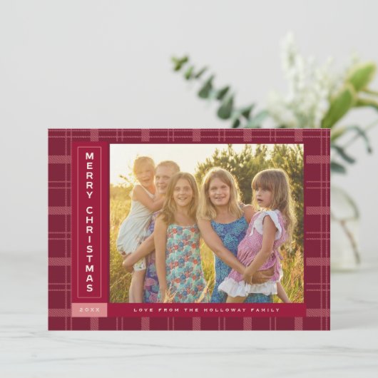 rode gepleisterde zijbalk feestdagenkaart (Staand voorkant)