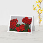 Rode Geranium bloemen, bloemportret Kaart (Gele Bloem)