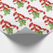 Rode Geranium Bloemen Ontwerp Cadeaupapier (Hoek)