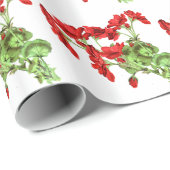 Rode Geranium Bloemen Ontwerp Cadeaupapier (Rol Hoek)
