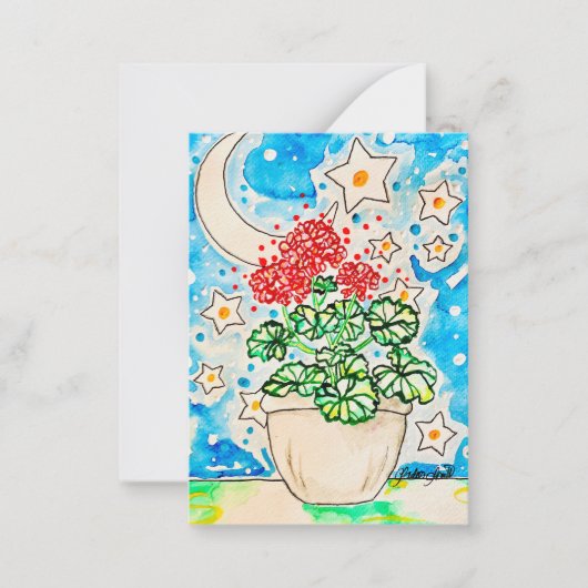Rode Geranium Notitiekaartje (Voorkant)