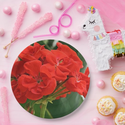 Rode Geranium Papieren Bordje (Feest)