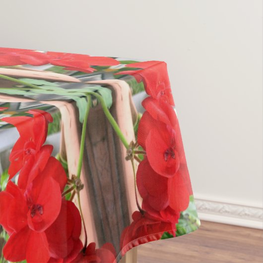 Rode Geranium Strepen Tafelkleed (Voorbeeld)