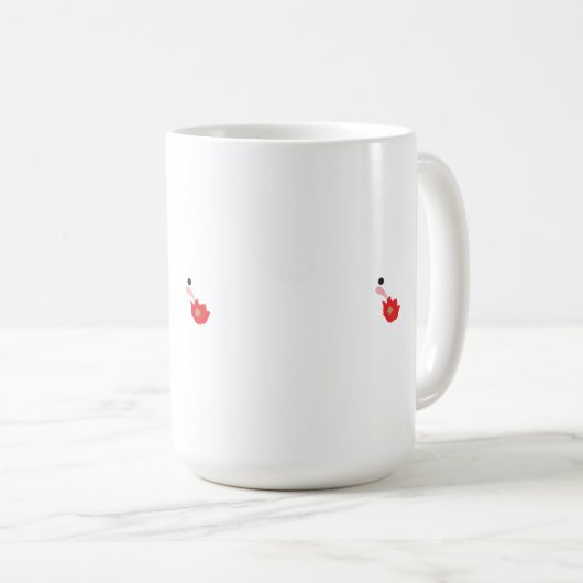 Rode geraniumbloemblaadjes zijn afgebeeld in een c koffiemok (Voorkant rechts)