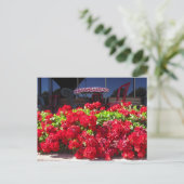 Rode Geraniums Cafe Briefkaart (Staand voorkant)