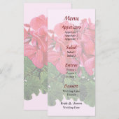 Rode Geraniums en Knoppen Trouwmenu Menu (Voorkant / Achterkant)