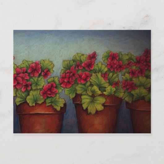Rode Geraniums in kleipotten Briefkaart (Voorkant)