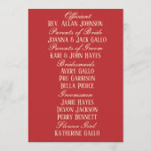 Rode Geraniums op Beige bruiloft Programmakaart (Achterkant)