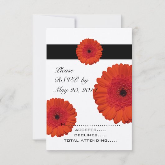 Rode Gerber-Daisy-Huwelijks-RSVP-Kaarten RSVP Kaartje (Voorkant)