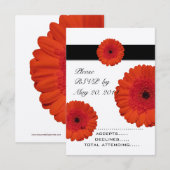 Rode Gerber-Daisy-Huwelijks-RSVP-Kaarten RSVP Kaartje (Voorkant / Achterkant)