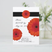 Rode Gerber-Daisy-Huwelijks-RSVP-Kaarten RSVP Kaartje (Staand voorkant)