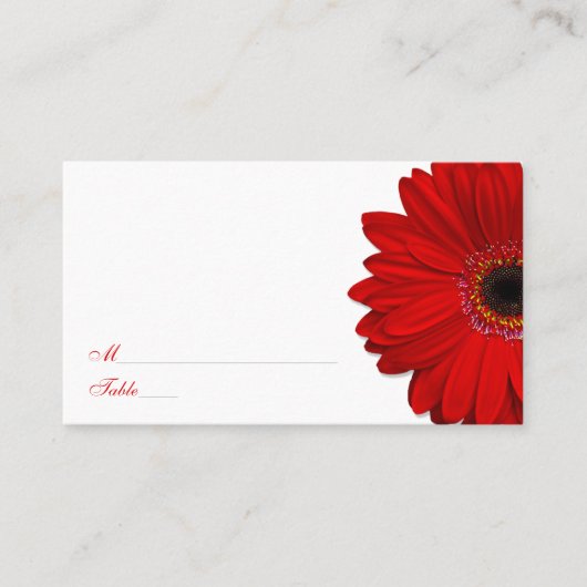 Rode Gerber Daisy trouwplaats kaarten Plaatskaartje (Voorkant)