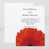 Rode Gerber Daisy Wedding Invitation Kaart (Voorkant / Achterkant)