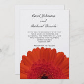 Rode Gerber Daisy Wedding Invitation Kaart (Voorkant / Achterkant)
