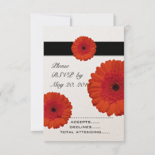 Rode Gerber-margriet-huwelijks-RSVP-kaarten RSVP Kaartje