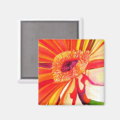 Rode Gerbera bloem waterverfschilderkunst Magneet (Voorkant / Achterkant)