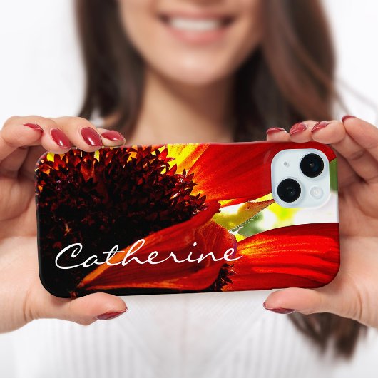 Rode gerbera daisy bloem fotoscript aangepaste naa Case-Mate iPhone case