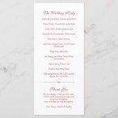 Rode Gerbera Daisy Bloem Wit Huwelijksprogramma Programmakaart (Achterkant)