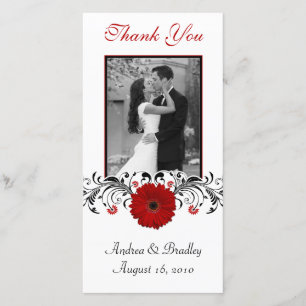 Rode Gerbera Daisy Bloemen Dank u Foto Kaart